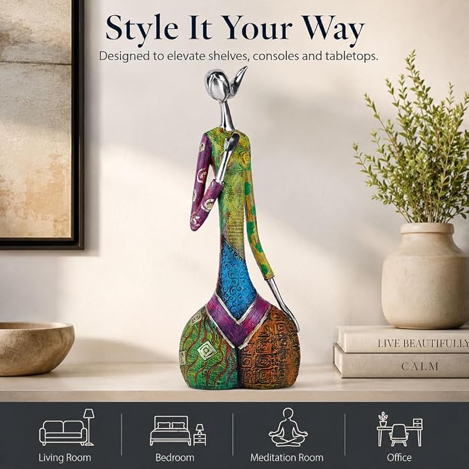 Minimalist Abstract Yoga Art Woman Statues and Sculptures, Creative Full-Color Oil Painting Art Female Statue, Modern Living Room Room Porch Centerpieces Bookcase Entryways Desktop Decor Crafts