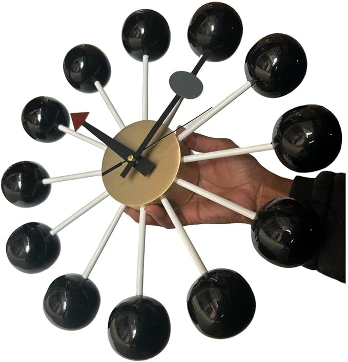 George Nelson Inspired Ball Clock Replica Red Retro Wall Clock Mid-Century Modern Home Accent Stylish Wall Art Gift for Housewarming Gift