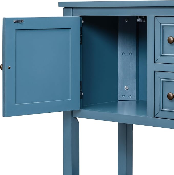 Merax Vintage Sideboard Buffet Cabinet with Storage for Living Room, Console Table with Shelf for Dinning Room, Kitchen Storage Cabinet, Light Navy