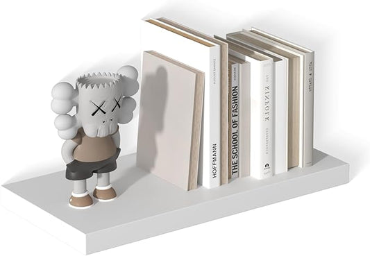 12 Inch Deep Floating Shelves, 24" W x 12" D Wood Floating Shelves for Wall, Large Storage Space Wall Mount Shelf with Invisible Brackets for Living Room Kitchen Bathroom, 1 Pack, White