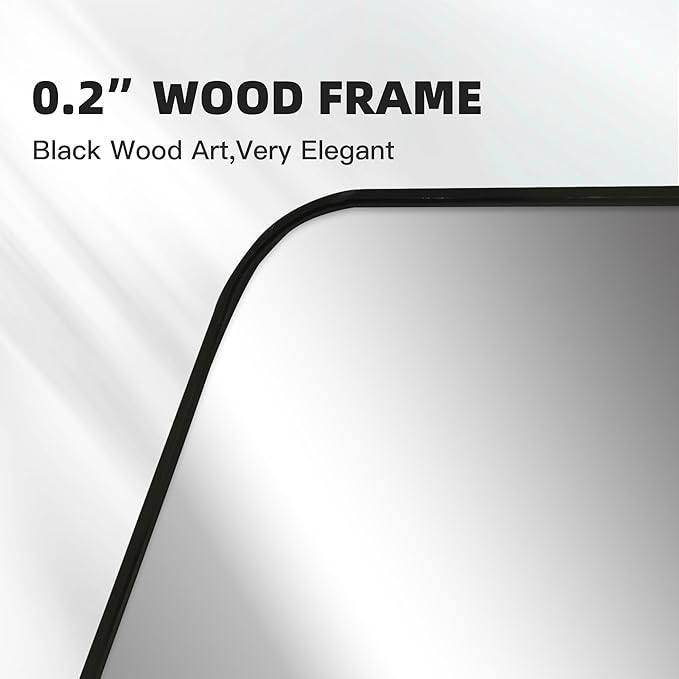 CULER Black Bathroom Wall Mirror,20 x 30 Inch Rectangle Vanity Modern Tempered Glass Mirror for Bedroom,Living Room,Entryway (20x30 Inch, Black)