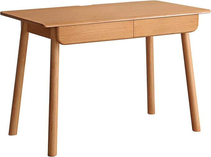 100% Solid Wood Desk, Mid Century Home Office Desk, Modern Computer Desk with Drawer for Writing Study Vanity 41.33" W