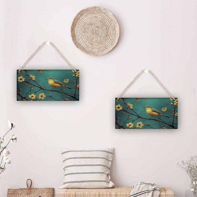 Whimsical Bird Wood Art, Vintage 12x6 Inch Wooden Sign, Perfect for Nature Lovers & Nostalgic Home Decors