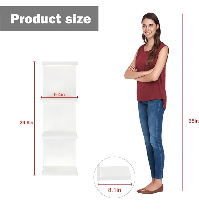 4-Tier Wall Shelf Unit with RGB Lights, Floating Lack Shelf for Home Decor, Wall Mounted Vertical Display Shelf for Bedroom Living Room Vanity, White