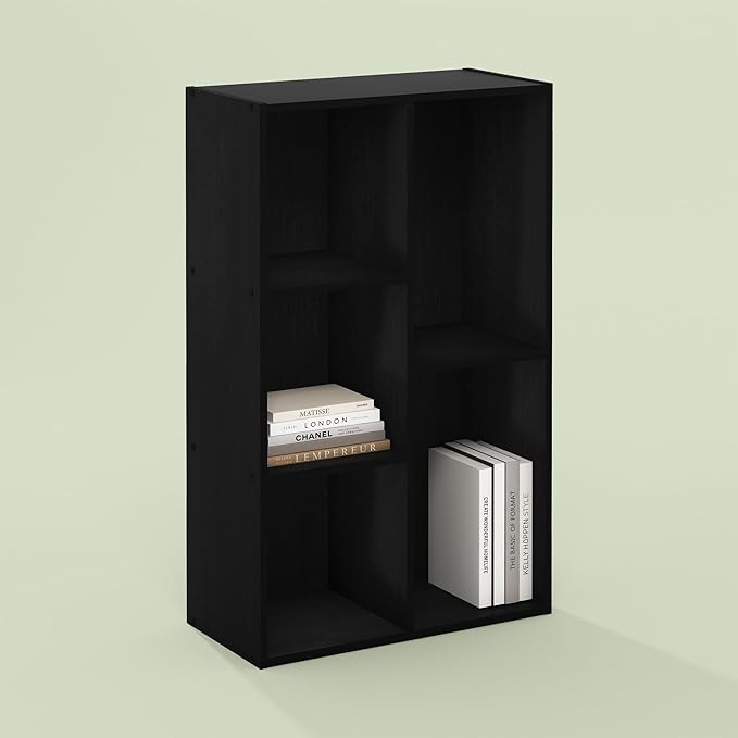 Hagen 5 Cube Organizer Bookcase, Bookshelf, Cube Storage, Toolless Assembly, for Living Room, Home Office, Black Oak