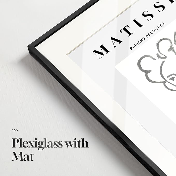 Framed Matisse Wall Art for Living Room, Set of 6 Modern Black and White Minimalist Botanical Body Line Prints for Walls, Abstract Aesthetic Pictures for Bedroom, Bathroom, Dining Room Decor, 11x14