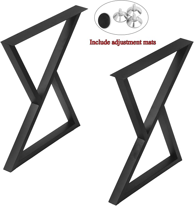 MBQQ 2 Pcs Rustic Triangle Shape Table Legs, Heavy Duty Metal, Dining & Desk, Industrial Modern, DIY Cast Iron Bench Legs (H28'xW35')