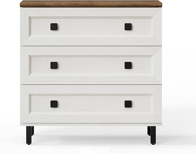 Modern White Dresser for Bedroom with 6 Drawers, 2 in 1 Wooden Chest of Drawers with Organizer Storage for Bed Room,Livingroom Hallway