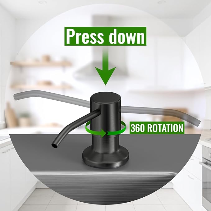 Kitchen Sink Soap Dispenser, Built in SoapDispenser, 47" Extension Tube kit, Counter Lotion Dispenser Pump, No Need More Refills (Black)