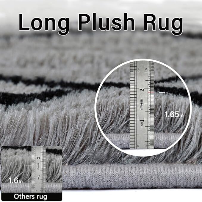 4x6 Checkered Rug for Living Room Grey and White Modern Soft Area Rug Fluffy Non-Slip Carpet for Bedroom Playroom Home Aesthetic Decor
