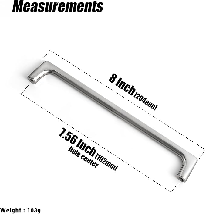 Goo-Ki Satin Nickel Cabinet Pulls with 7.6'' Hole Centers, Modern Style Zinc Alloy Cabinet Handles for Dresser,Wardrobe,Cupboard- 6 Pack