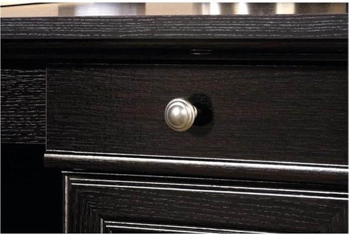 BOWERY HILL L-Shape Home Office Executive Desk with Large Drawers, Letter Size Hanging File Drawer and CPU Tower in Wind Oak Finish