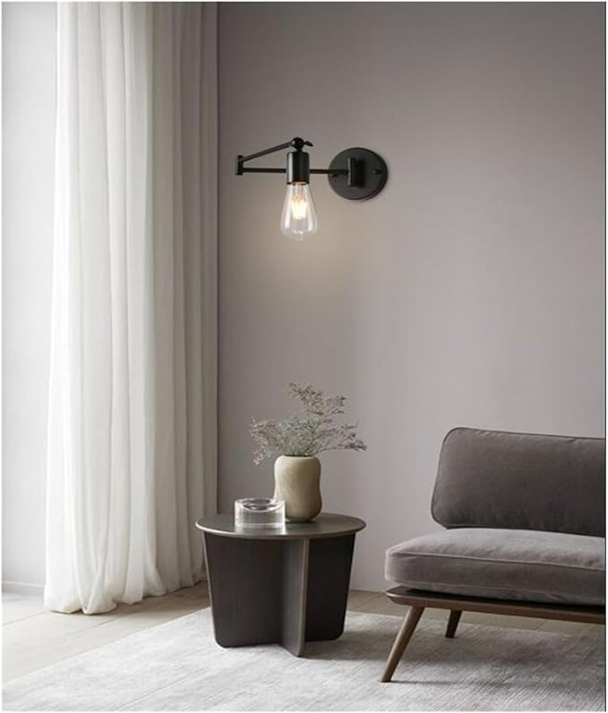 Folding Wall Lamp Retro Rocker Arm Wall Lamp Bedroom Bedside Lamp Iron Art Living Room Study Reading Wall Sconce Swing Arm Adjustable Vintage Wall Mount Light Sconce (Color : I)