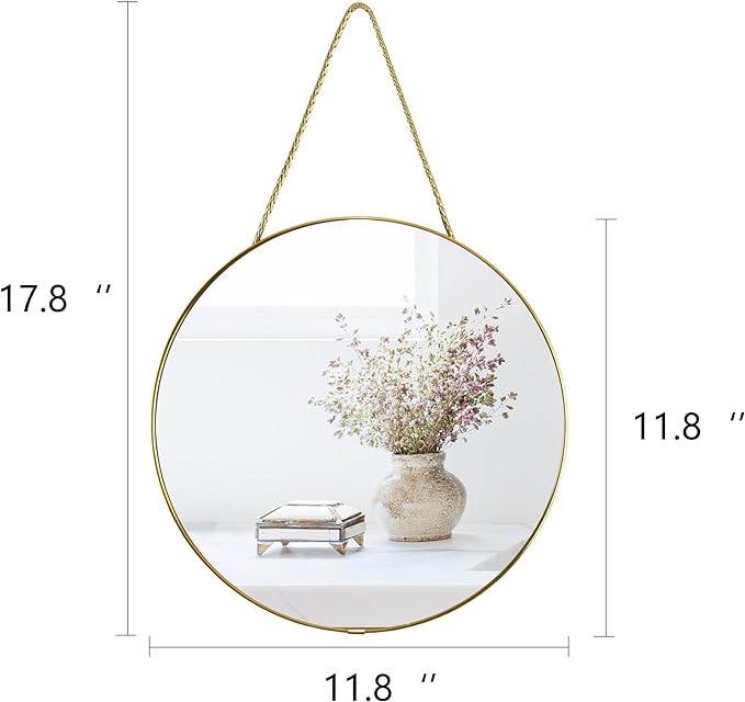 YCHMIR 11.8-inch Small Round Wall Mirror, Gold Bathroom Mirror