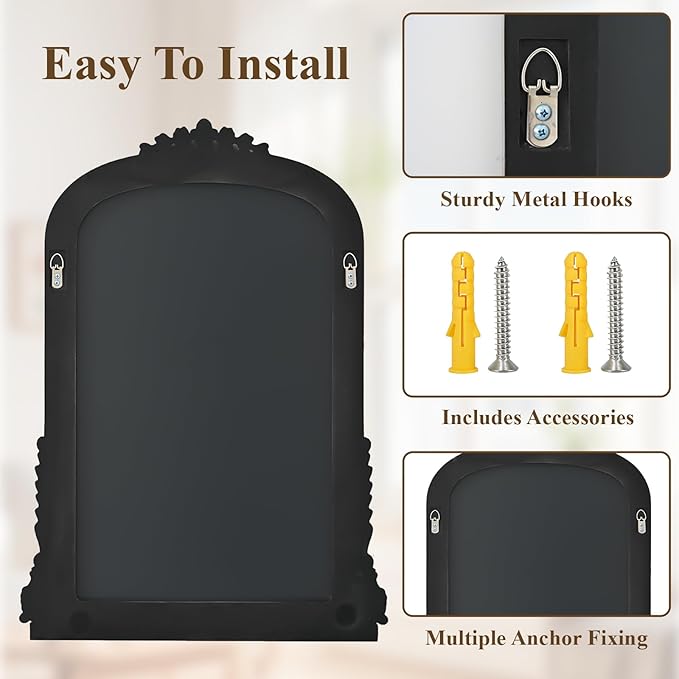 40x28 Beaded Arched Mirror, Bathroom Mirror for Over Sink, Metal Frame Wall Decor for Entryway, Bedroom, Living Room, Gold