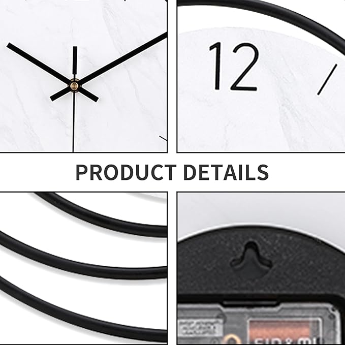 Decorative Wall Clock,Silent Non-Ticking Quality Quartz Movement Battery Operated,Large Wall Clocks for Living Room Kitchen Home Bathroom Bedroom Wall Decor,16x16inch,White