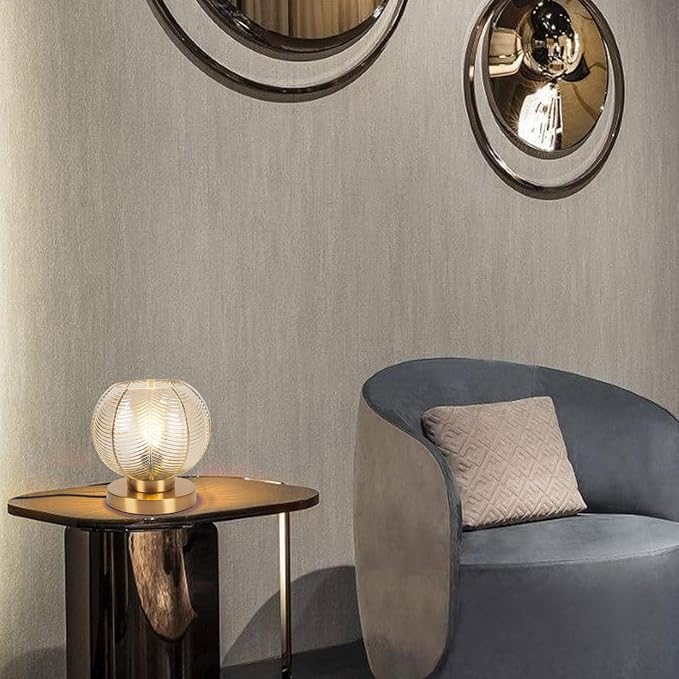 Modern Table lamp Gold Desk lamp with Amber Ribbed Glass Shade nightstand Lamps Small Table lamp Bedside Table lamp for Bedroom Living Room Office