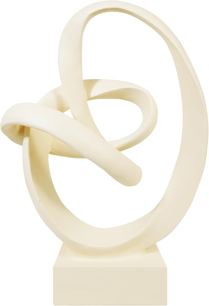 Knot Sculptures, Modern Coffee Table Statues, Abstract Center Piece for Home Office, Dining Living Room Desk Decor, Bookends, 15.5 x 10.5 inch, Beige