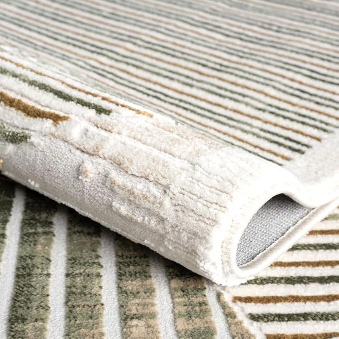 Abani Mid-Century Green Arch Washable Area Rug – 4' x 6' – Modern Geometric Design – Ivy Collection – Non-Shedding, Easy to Clean – Durable for High Traffic Areas – Living Room, Bedroom & Office