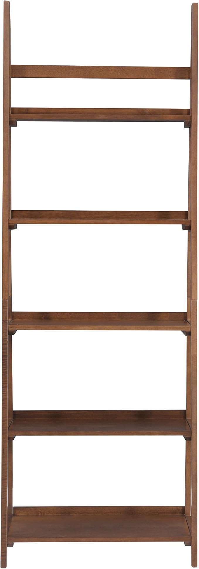 Linon Melissa Walnut Mid-Century 5 Shelf Bookcase