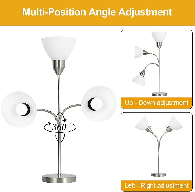 RISLG LED Desk Lamp for Home Office, 3 Levels Dimmable Reading Light, Flexible Table Lamp for Bedside Office, Rotary Switch Control, Desk Lamp for College Dorm Study Lamp, Bulb Included, Sliver