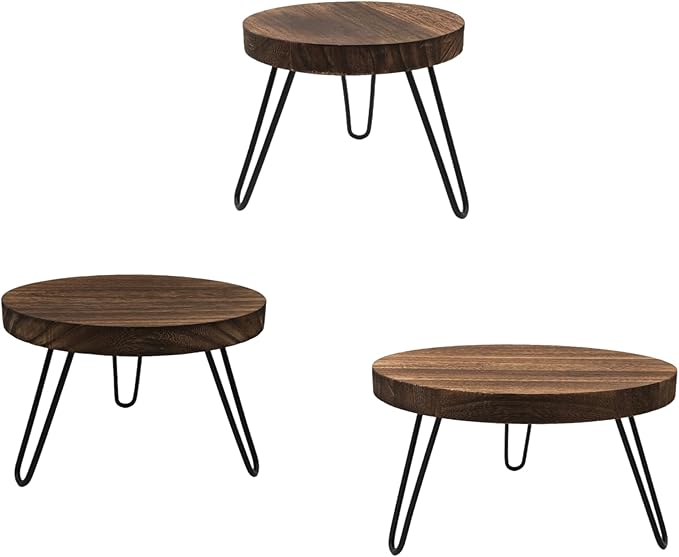 3 Pack Wood Plant Stand Indoor Outdoor, 8'' 10'' 12'' Wooden Planter Stands Fit 5-15 Inch Pot, Plant Stool Flower Pot Stand Gardening Display Pedestals for Decor Living Room Balcony, Office, Patio