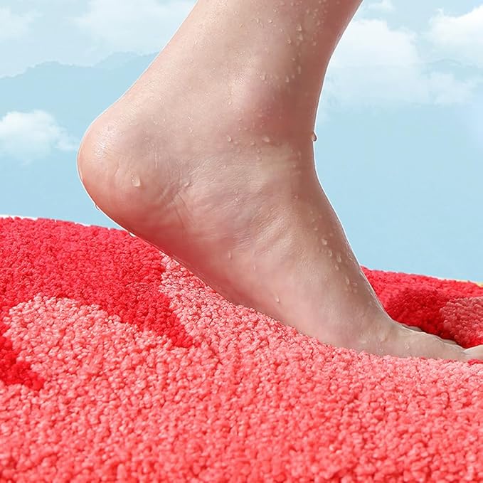 Ankah Fruit Bath Mats Cute Bathroom Rugs, Particularly Absorbent, Very Soft, and Dry Fast That Fits for Kid's Room, Bathroom or Other Room, 22.1" x 25.6", Large Strawberry