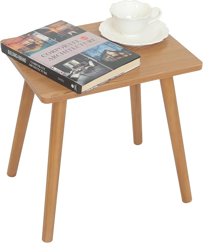 AWASEN Mid Century Modern Side Table, Small End Table for Living Room Bedroom Office Small Spaces, Modern Side Table Nightstand with Solid Wood, Easy Assembly, (Brown)