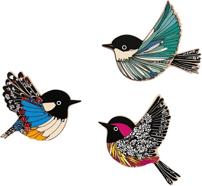 Qianly 3X Wooden Bird Wall Art,Wooden Sign Background Wall Hanging Signs Wood Flying Birds Wall Decors for Living Room,Housewarming