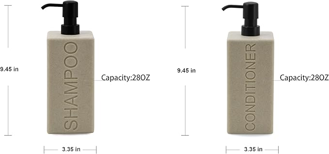 Rectangular Resin Dispenser Premium Bathroom Shampoo Conditioner Body Wash Bottle Modern Refillable Pump Design
