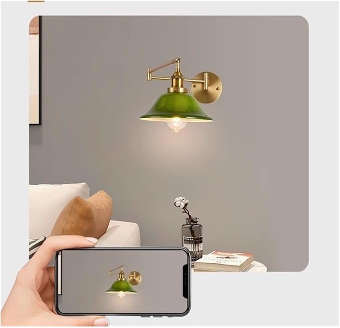 Folding Wall Lamp Retro Rocker Arm Wall Lamp Bedroom Bedside Lamp Iron + Glass Art Living Room Study Reading Wall Sconce Swing Arm Adjustable Vintage Wall Mount Light Sconce (Color : D)