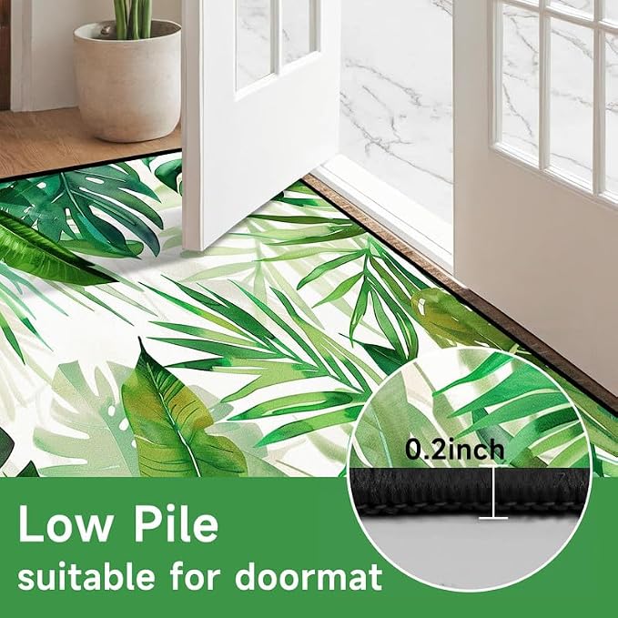 6'x9' Tropical Palm Leaf Rug Monstera Banana Leaves Floor Mat for Bedroom Living Room Nursery Playroom Classroom Home Decor Washable Low Pile Green Botanical Area Rug