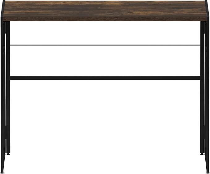 Furinno Riau No Tool/No Assembly/Folding Metal Frame Computer Desk, Rustic Oak/Black, 39 Inch