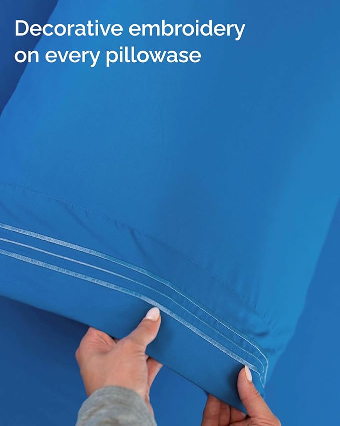 Twin XL Size 3 Piece Sheet Set - Comfy Breathable & Cooling Sheets - Hotel Luxury Bed Sheets for Women & Men - Deep Pockets, Easy-Fit, Soft & Wrinkle Free Sheets - Royal Blue Oeko-Tex Bed Sheet Set