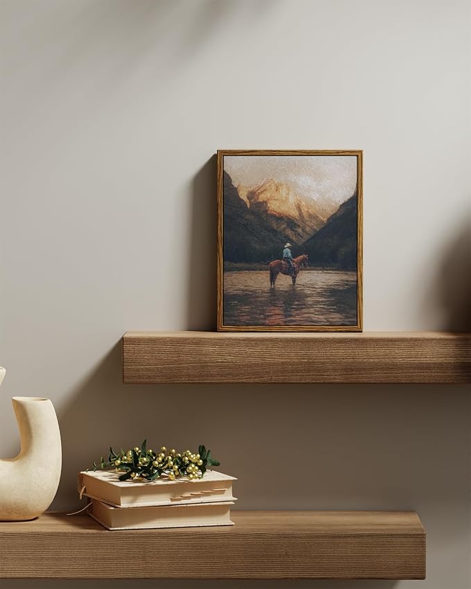 InSimSea Wall Art Framed Canvas for Living Room - Retro Horse Canvas Wall Decor Trendy Eclectic Vintage Landscape Artwork Prints Home Decor Gallery Picture Oil Painting Boho Office Wall Decor 8x10In
