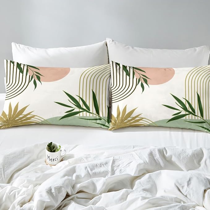Erosebridal Green Black Gold Geometric Duvet Cover Toddler for Kids Boys Girls,Boho Mid Century Comforter Cover,Abstract Modern Bedding Set,Fashion Luxury Bed Set 2 Pcs Bedroom Decor