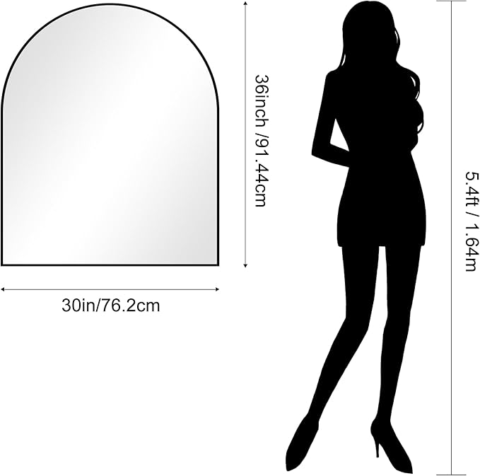 CIRCUMI Arched Wall Mirror, 30"x36" Black Arched Mirror with Tempered Glass, Metal Frame, Large Size for Bathroom, Living Room,Entryway,Over Sink, Arch Mirror for Decor,Shatterproof&Crystal-Clear