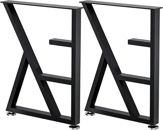 Table Legs 28”H x 20”W Heavy Duty Metal Furniture Legs K Shape for Dining Table Kitchen Table Office Desk Table Base Replacement with Adjustable Feet Pads Screws 1000 LBS Load Black Set of 2