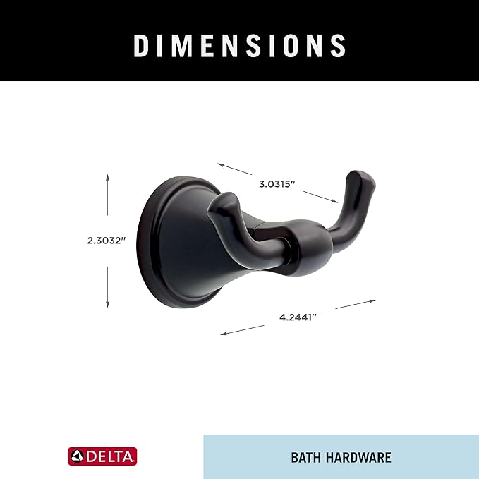 Delta Faucet Becker (1-Pack) Towel/Robe Hook for Bathroom, Matte Black, Wall Mounted BCK35-MB