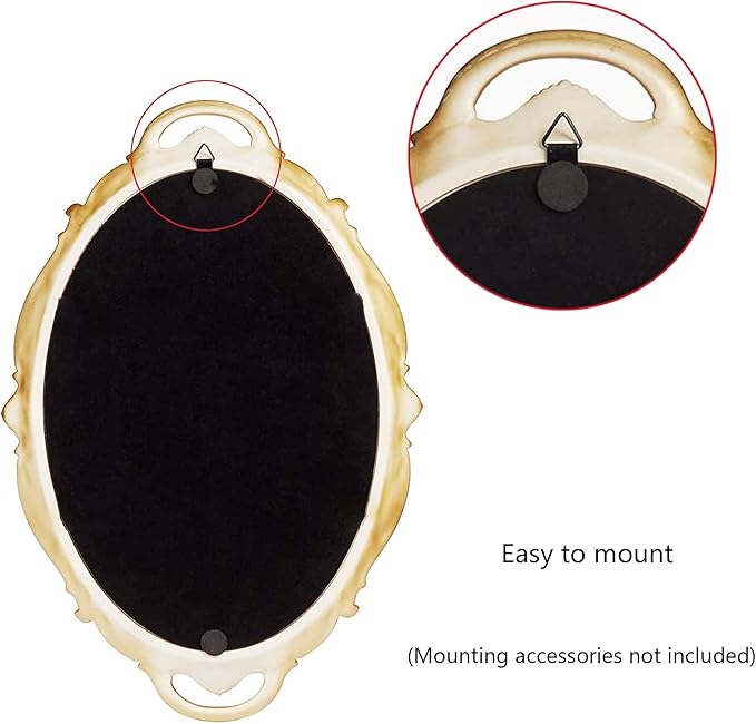 Tstarer Vintage Decorative Gold Framed Mirror, Small Oval Wall Hanging Mirror -Small- 9.6" W x 14.3" L (Gold)