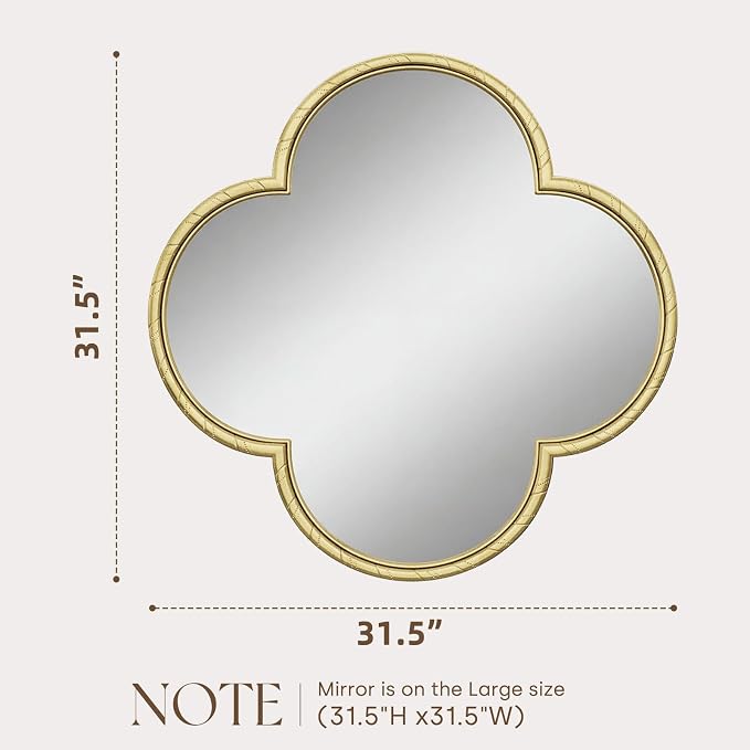 Uniclinens Gold Decorative Mirror 31.5" - Large Wall Mirror Decor with Metal Frame, Ideal for Entryway, Fireplace, Living Room, Hallway, Bathroom