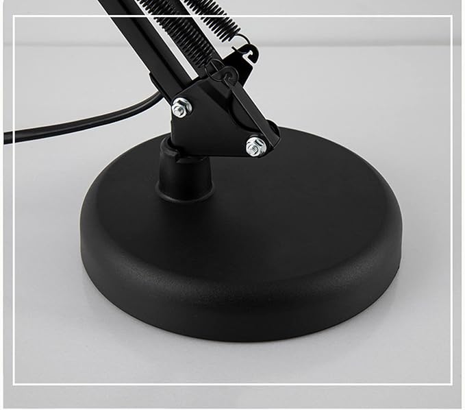 LED Desk Lamp Swing Arm Metal Table Lamp, Adjustable Architect Lamp for Home Bedroom Study Office, E27 Base Bulbs Not Included,Black