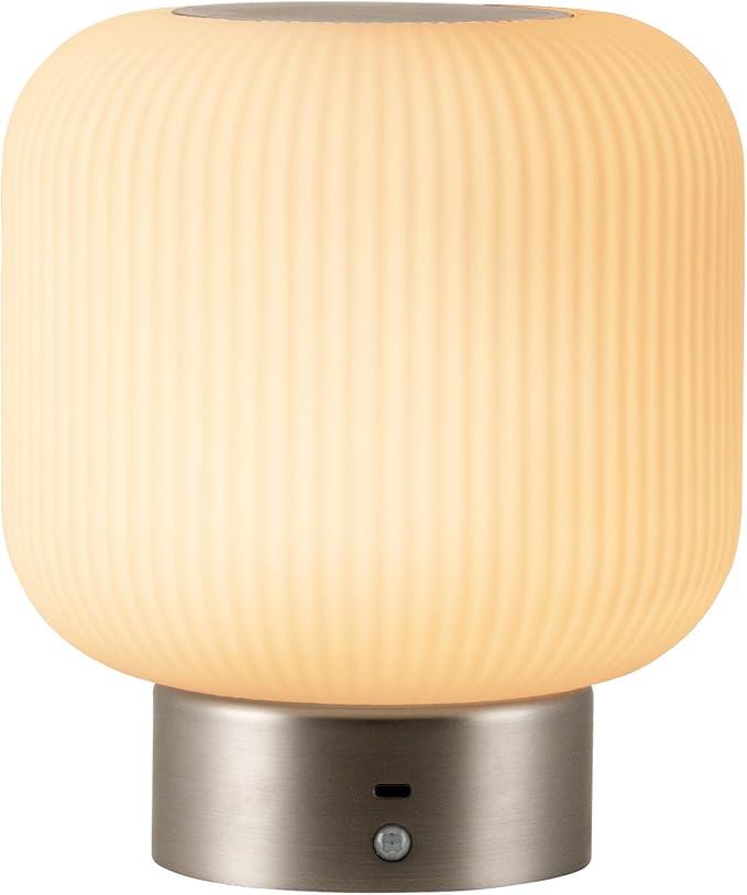 Aisilan Opal Glass Cordless Table Lamp, Touch Control & Motion Sensor, Stepless Dimmable Rechargeable Bedside Lamp for Bedroom & Living Room Decor