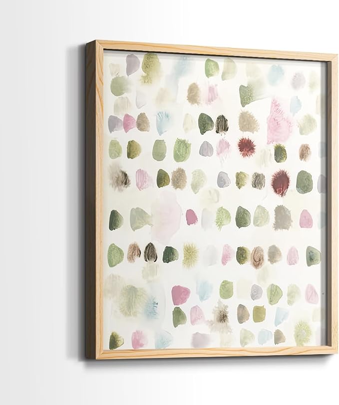Renditions Gallery Set of 2 Peel & Stick Framed Prints, Hand Drawn Abstract Wall Art, Watercolor Seamless Pattern Wall Decor, Re-Stickable - Ready to Hang - 16"x20" - NATURAL WOOD Frame LT588