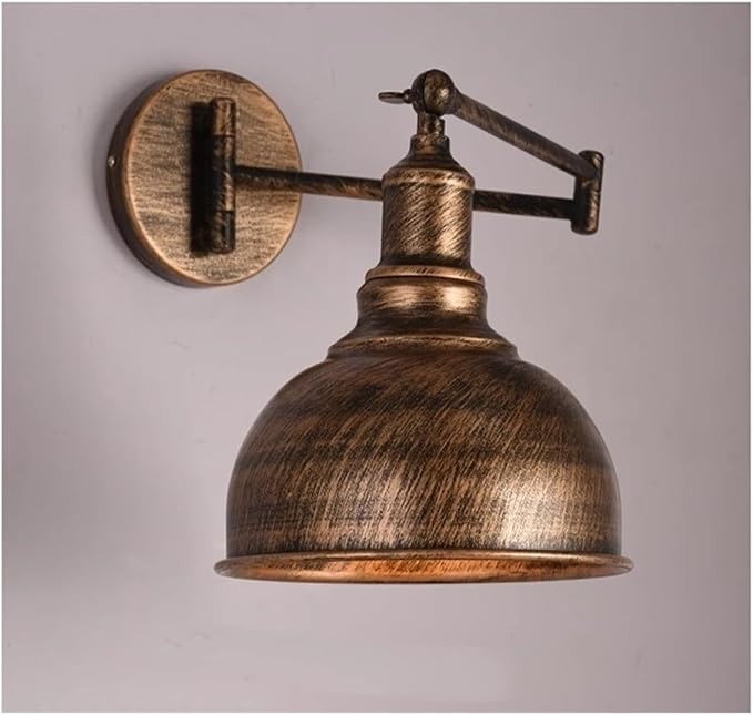 Folding Wall Lamp Retro Rocker Arm Wall Lamp Bedroom Bedside Lamp Iron Art Living Room Study Reading Wall Sconce Swing Arm Adjustable Vintage Wall Mount Light Sconce ( Color : E-Antique color )