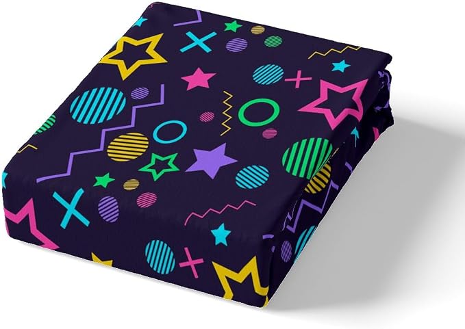 Memphis Duvet Cover Set Queen Size, Colorful Geometric Vintage Style Comforter Cover with 2 Pillowcases, 80s 90s Fashion Style Bedding Set for Kids Boys Girls Lightweight Bedspread Cover,No Comforter