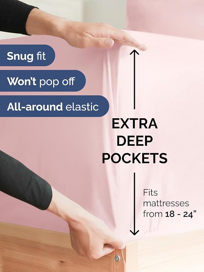 Extra Deep King Sheet Set - 6 Piece Breathable and Cooling Sheets - Hotel Luxury Bedding for Women, Men, Kids & Teens - Easy & Secure Fit - Soft and Wrinkle Free - Extra Deep Pockets - Lavender Pink