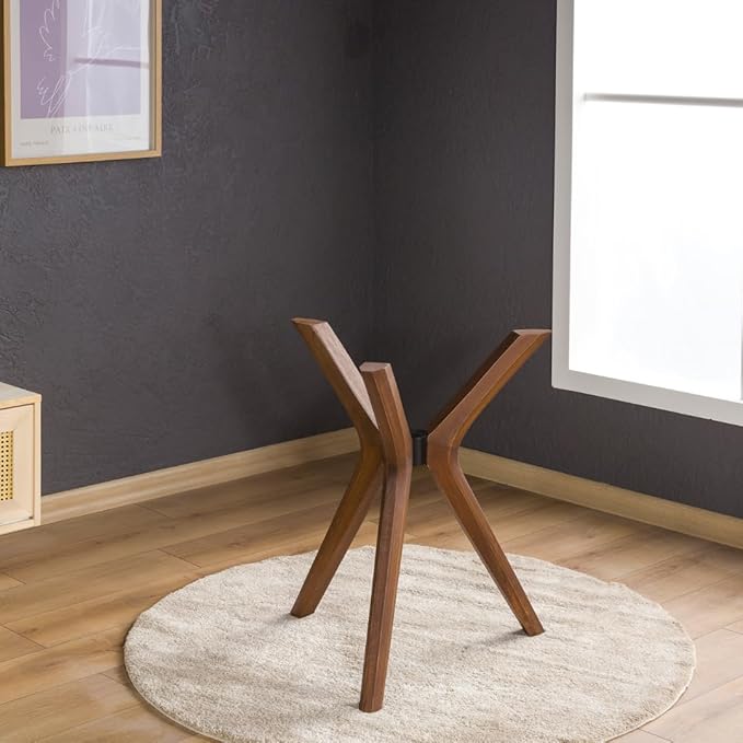 Mid Century Modern Dining Table Base Only, Pedestal Table Bases, Wooden Legs for Kitchen Tables, Glass Top Wood Top Assembly Tools Available (Wood Tabletop Hardware, Walnut)