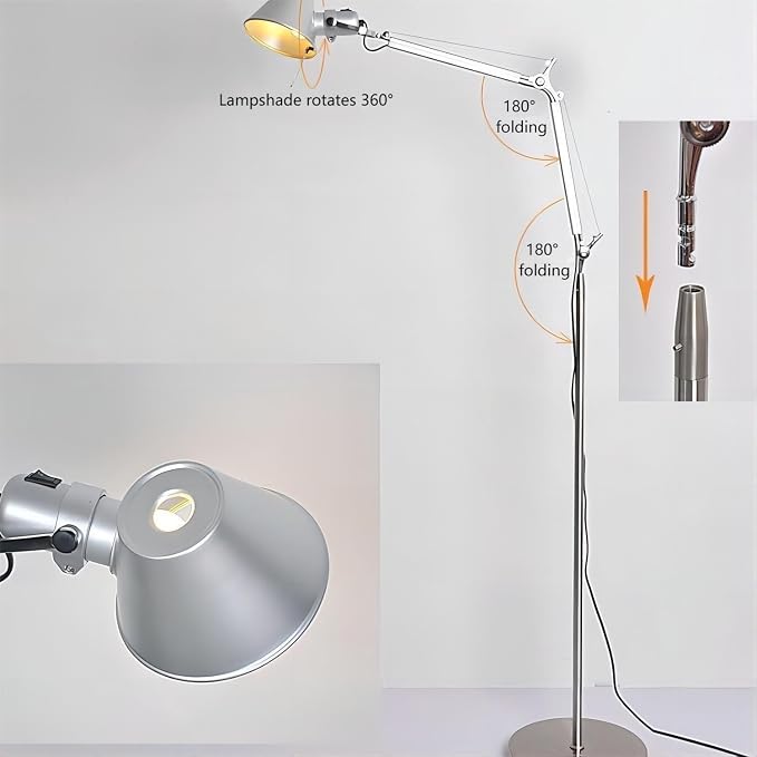 LIGHTLAND Modern Minimalist Mid-Century Wind Floor lamp Living Room Bedroom Study Desk Double Rocker arms Adjustable Fishing Light Reading Light - Small