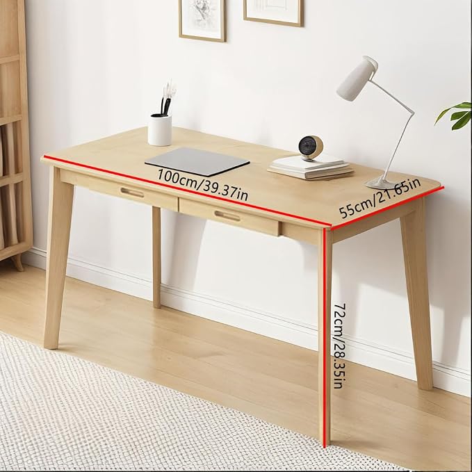 DELLMAO Writing Computer Desk Office Desk Computer Table Study Writing Desk with 2 Drawers for Home Office Modern Furniture